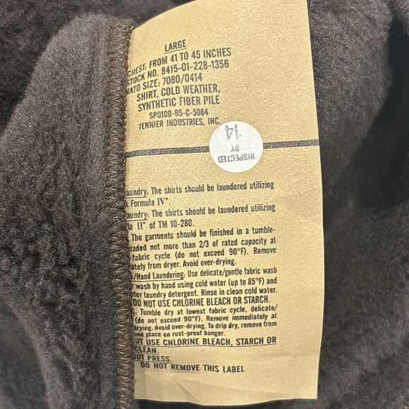 Vintage US Military Cold Weather Jacket Size Large Brown Bear Fleece Lined 90s - Picture 3 of 8
